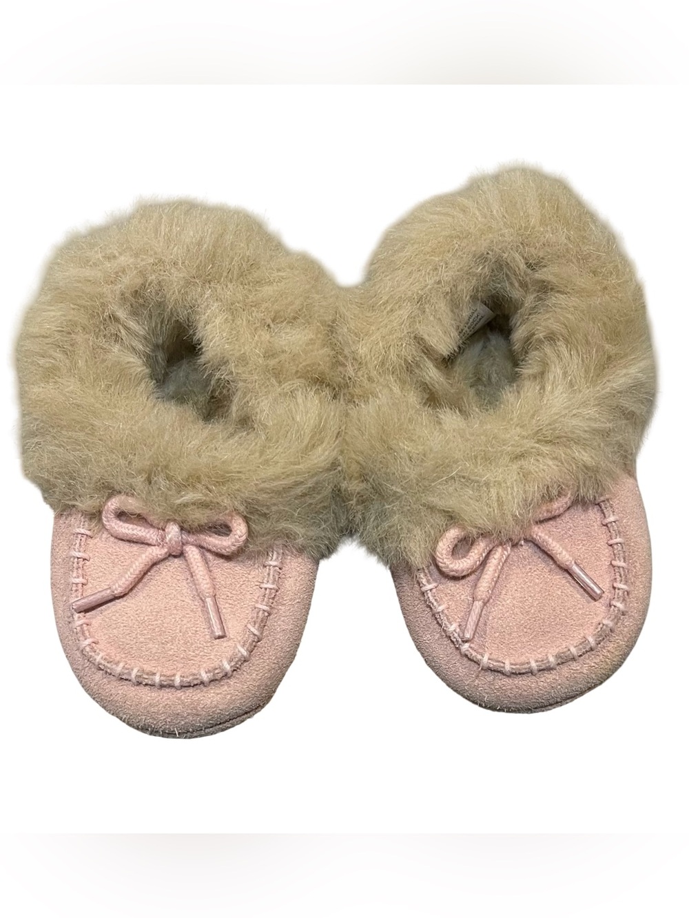 Janie and Jack Floral Dreams Sleepwear Fuzzy Lined Pink Moccasin Slippers 4